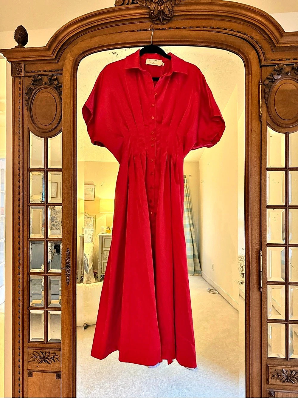 Exquise Red Maxi Shirt Dress